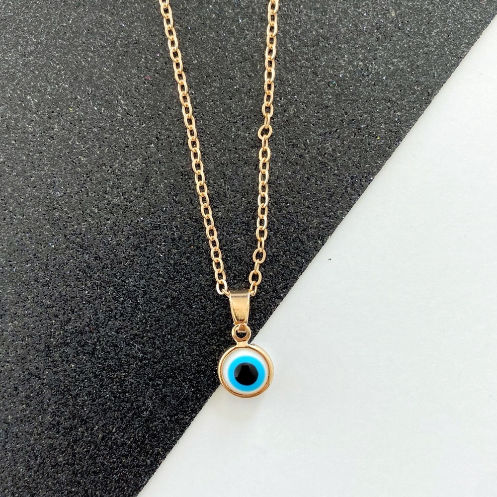 Dainty Evil Eye Necklace - White